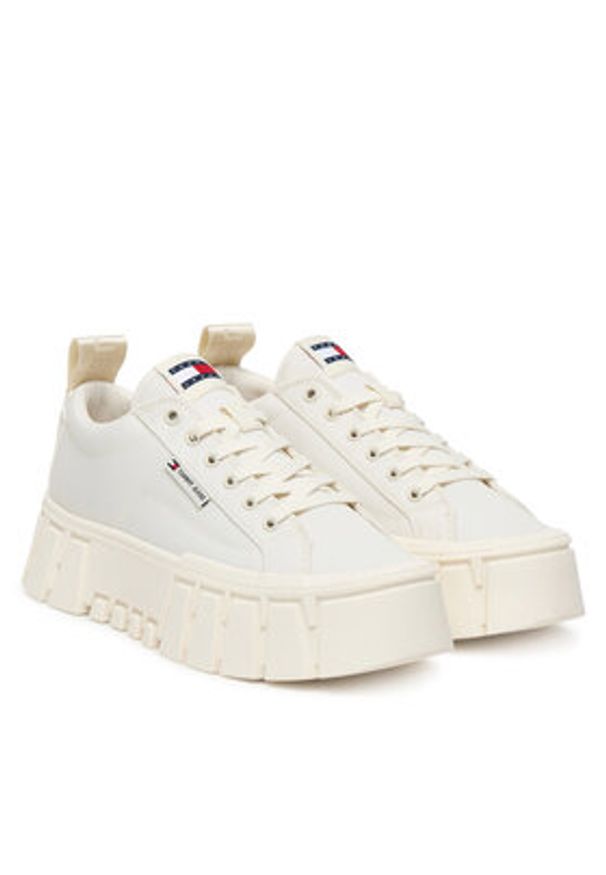Tommy Jeans Sneakersy Tjw Flatform Chunky Sneaker EN0EN03036 Écru. Kolor: kremowy. Materiał: materiał