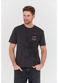 Aeronautica Militare - AERONAUTICA MILITARE Grafitowy bawełniany męski t-shirt M.C., Rozmiar XXL. Kolor: szary. Materiał: bawełna