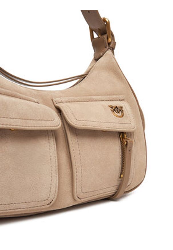 Pinko - PINKO Torebka Cargo Bag Classic PE 25 PLTT 102794 A29N Beżowy. Kolor: beżowy. Materiał: skórzane, zamszowe
