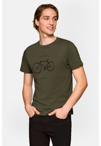 Lancerto - Koszulka Ciemnozielona Bawełniana Ollie. Kolor: zielony. Materiał: bawełna. Wzór: nadruk