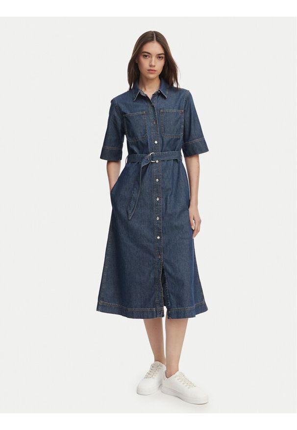 TOMMY HILFIGER - Tommy Hilfiger Sukienka jeansowa WW0WW50622 Niebieski Regular Fit. Kolor: niebieski. Materiał: bawełna
