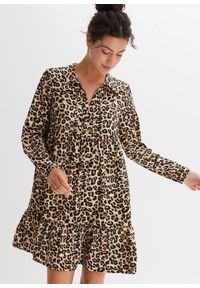 bonprix - Sukienka w animalistyczny deseń. Kolor: beżowy #1