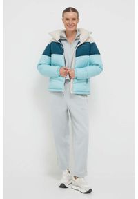 columbia - Columbia kurtka Puffect Color Block Jkt damska kolor turkusowy zimowa 1955101. Kolor: turkusowy. Materiał: tkanina, syntetyk, materiał, puch. Wzór: ze splotem. Sezon: zima #6