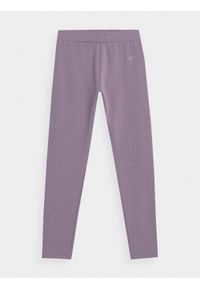 4f - 4F Legginsy dzianinowe dziewczęce 146 (10-11 lat). Okazja: na co dzień. Kolor: fioletowy. Materiał: dzianina. Sezon: lato. Styl: casual #1