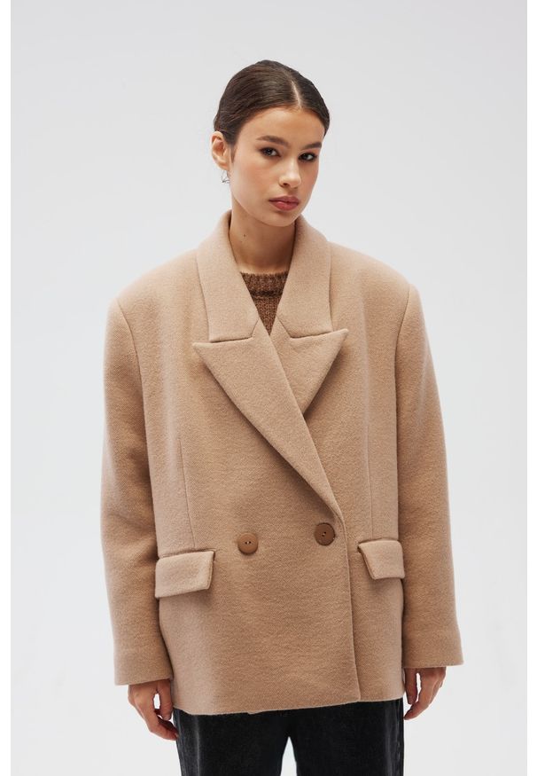Marsala - Wełniana marynarka w kolorze CAMEL - BEXLEY-S/M. Materiał: wełna. Styl: klasyczny, elegancki