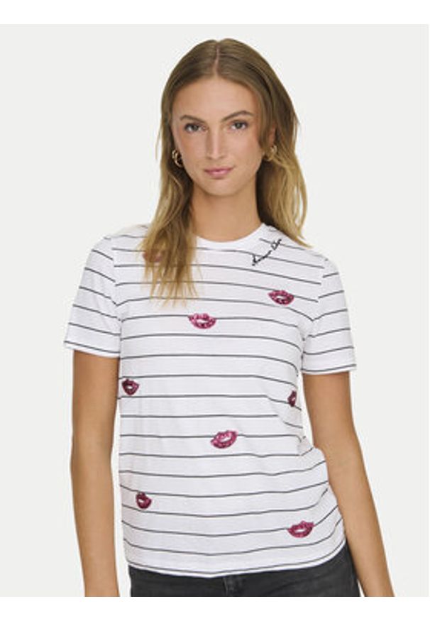 only - ONLY T-Shirt Kita 15332698 Biały Regular Fit. Kolor: biały. Materiał: bawełna
