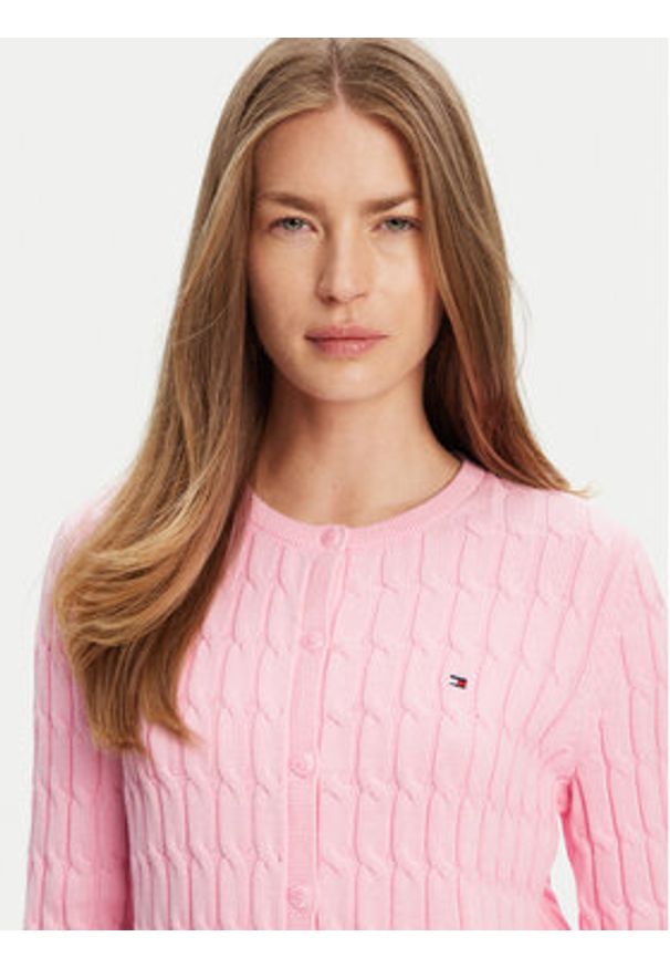 TOMMY HILFIGER - Tommy Hilfiger Kardigan WW0WW46514 Różowy Regular Fit. Kolor: różowy. Materiał: bawełna