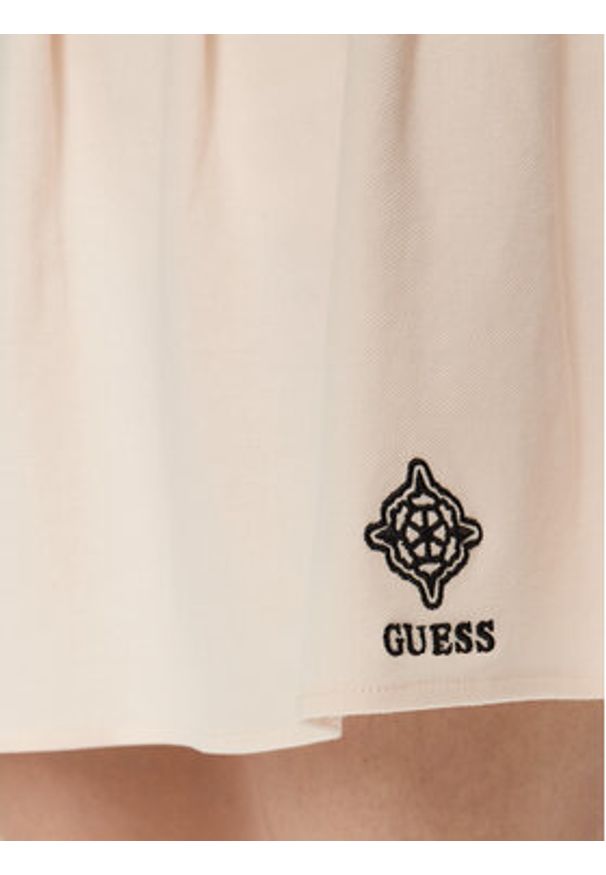 Guess Spódnica mini V5RD00 KCOK1 Biały Regular Fit. Kolor: biały. Materiał: bawełna