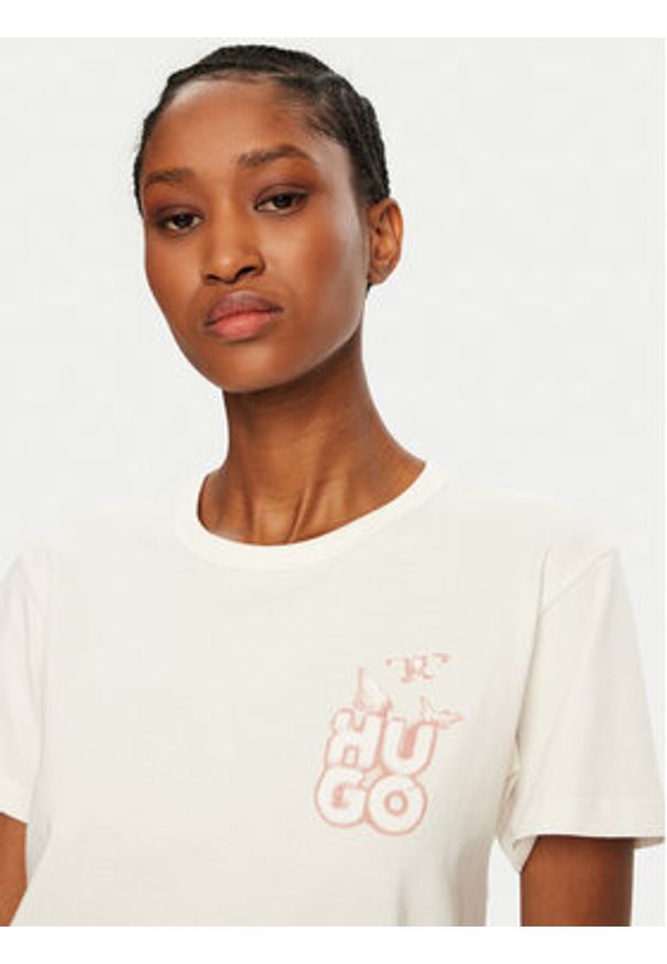 Hugo - HUGO T-Shirt Destrel_1 50534246 Écru Regular Fit. Materiał: bawełna