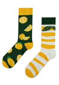 His Story - Skarpetki Bawełniane - Tematyczne - Asymetryczne, Cytrynowe. Kolor: wielokolorowy. Materiał: elastan, bawełna, poliamid #4