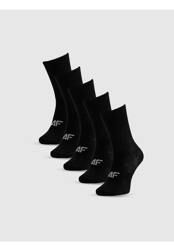 4f - 4F Skarpetki długie (5-pack) dziewczęce - czarne 35-37. Kolor: czarny. Materiał: materiał