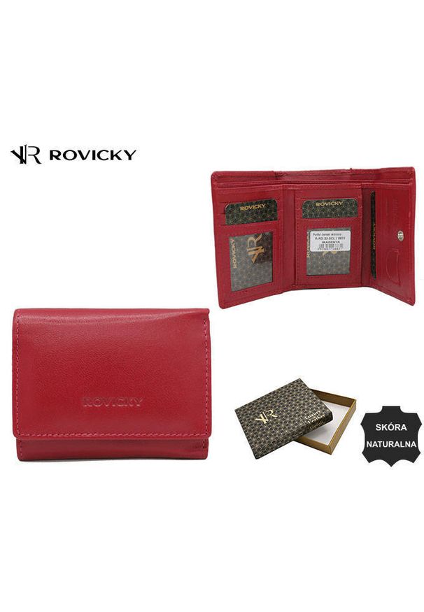 ROVICKY - Portfel skórzany Rovicky R-RD-33-GCL malinowy. Kolor: różowy. Materiał: skóra