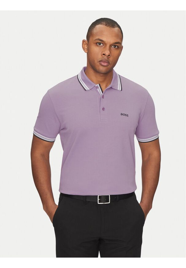 BOSS Polo Paddy 50469055 Fioletowy Regular Fit. Typ kołnierza: polo. Kolor: fioletowy. Materiał: bawełna