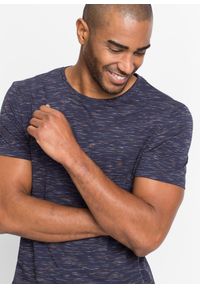 bonprix - T-shirt melanżowy. Kolor: niebieski. Wzór: melanż #3