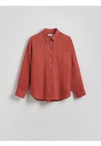 Reserved - Lniana koszula - miedziany. Kolor: brązowy. Materiał: len #1