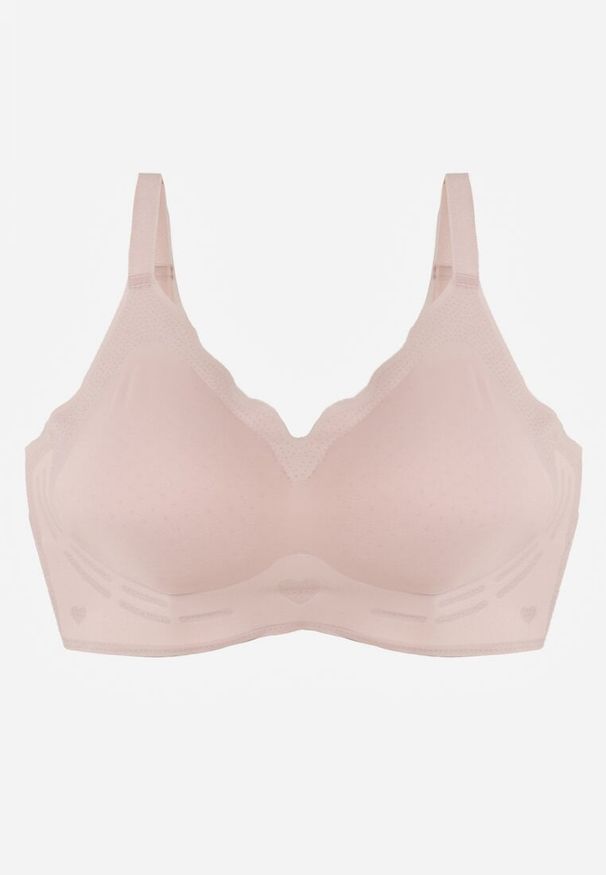 Renee - Jasnoróżowy Bezszwowy Biustonosz z Usztywnieniem Bez Fiszbin Zeritha. Kolor: różowy. Materiał: tkanina