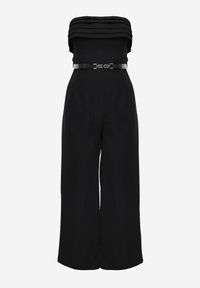Renee - Czarny Kombinezon VICES Bandeau z Falbankami i Paskiem w Eleganckim Stylu Pinoia. Kolor: czarny. Długość rękawa: bez rękawów. Styl: elegancki #7
