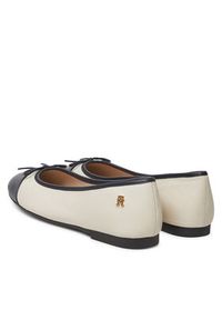 TOMMY HILFIGER - Tommy Hilfiger Baleriny Toe Cap Leather Ballerina FW0FW08759 Beżowy. Kolor: beżowy. Materiał: skóra #3