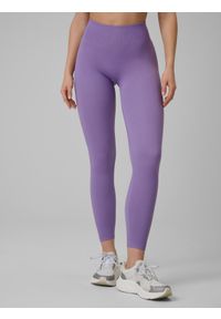 4f - 4F Legginsy treningowe bezszwowe damskie - fioletowe M/L. Stan: podwyższony. Kolor: fioletowy. Materiał: włókno, dzianina. Długość: długie. Wzór: prążki, gładki #2