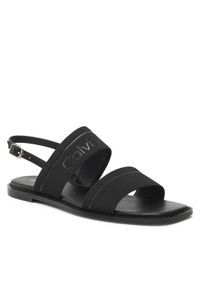 Calvin Klein Sandały Squared Flat Sandal He HW0HW01496 Czarny. Kolor: czarny. Materiał: materiał
