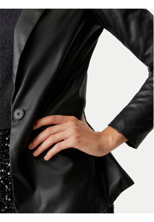 Vero Moda Marynarka Olympia 10274448 Czarny Loose Fit. Kolor: czarny. Materiał: skóra