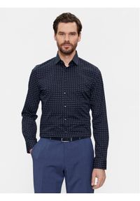 Calvin Klein Koszula K10K112091 Granatowy Slim Fit. Kolor: niebieski. Materiał: bawełna