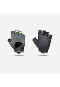 CORENGTH - Rękawiczki fitness Domyos. Kolor: żółty, czarny, wielokolorowy, zielony. Materiał: skóra. Sport: fitness #1