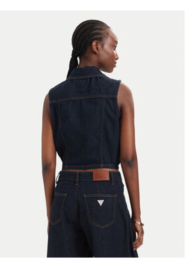 Guess Jeans Kamizelka W6GHZ9 D7971 Granatowy Regular Fit. Kolor: niebieski. Materiał: bawełna