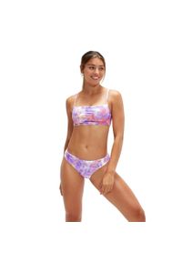 Bikini Speedo Z Regulowanymi Cienkimi Ramiączkami – Liliowe – Rozmiar 40. Kolor: różowy. Wzór: kolorowy, nadruk
