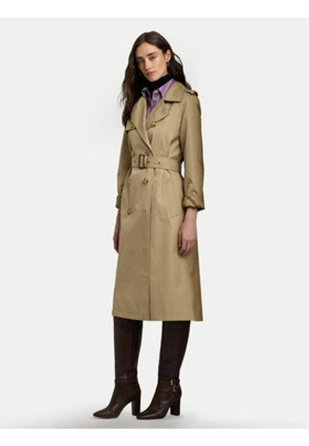 Lauren Ralph Lauren Trencz 297951259003 Beżowy Straight Fit. Kolor: beżowy. Materiał: syntetyk, bawełna