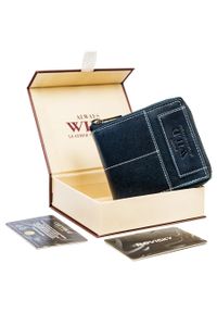 ALWAYS WILD - Portfel retro granatowy Always Wild N50504-HWM-9731 NAVY. Kolor: niebieski. Materiał: skóra. Wzór: aplikacja