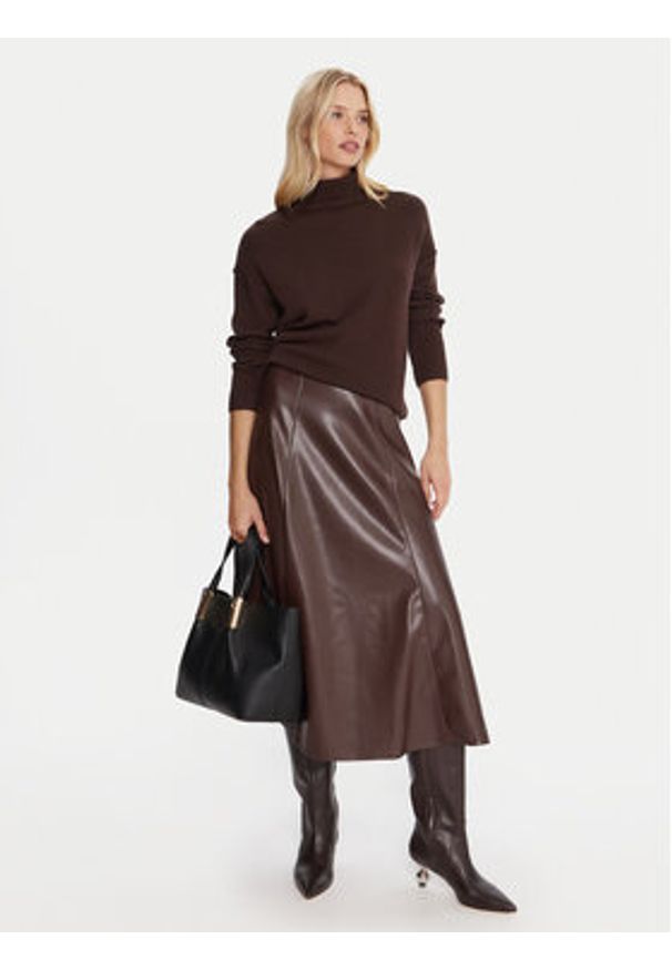 Marella Spódnica z imitacji skóry Vally 2525776022 Bordowy Regular Fit. Kolor: czerwony. Materiał: skóra