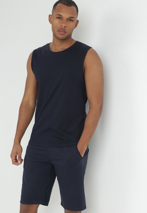 Born2be - Granatowe Dresowe Szorty z Gumką w Pasie Eeshih. Okazja: na co dzień. Kolor: niebieski. Materiał: dresówka. Styl: casual