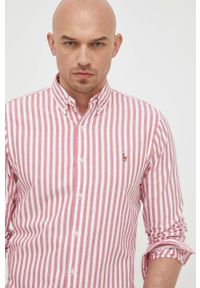 Polo Ralph Lauren koszula bawełniana męska kolor czerwony slim z kołnierzykiem button-down. Typ kołnierza: button down, polo. Kolor: czerwony. Materiał: bawełna. Wzór: aplikacja #5