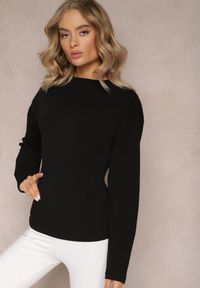 Renee - Czarna Bawełniana Bluza z Ozdobnym Wiązaniem Fanarita. Kolor: czarny. Materiał: bawełna