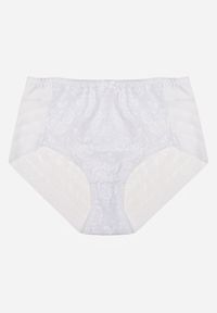 Renee - Białe Siateczkowe Majtki Figi High Waist z Koronkowymi Zdobieniami Heylih. Stan: podwyższony. Kolekcja: plus size. Kolor: biały. Materiał: koronka. Wzór: aplikacja #1