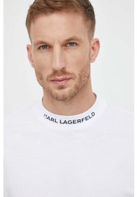 Karl Lagerfeld t-shirt bawełniany kolor biały z nadrukiem. Kolor: biały. Materiał: bawełna. Wzór: nadruk. Styl: klasyczny