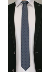 Męski Krawat w Drobne Kwadraciki - 6 cm - Angelo di Monti- Popielaty. Kolor: szary. Wzór: geometria