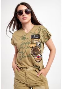 Aeronautica Militare - T-shirt AERONAUTICA MILITARE. Długość rękawa: krótki rękaw. Długość: krótkie. Wzór: gładki, aplikacja, nadruk