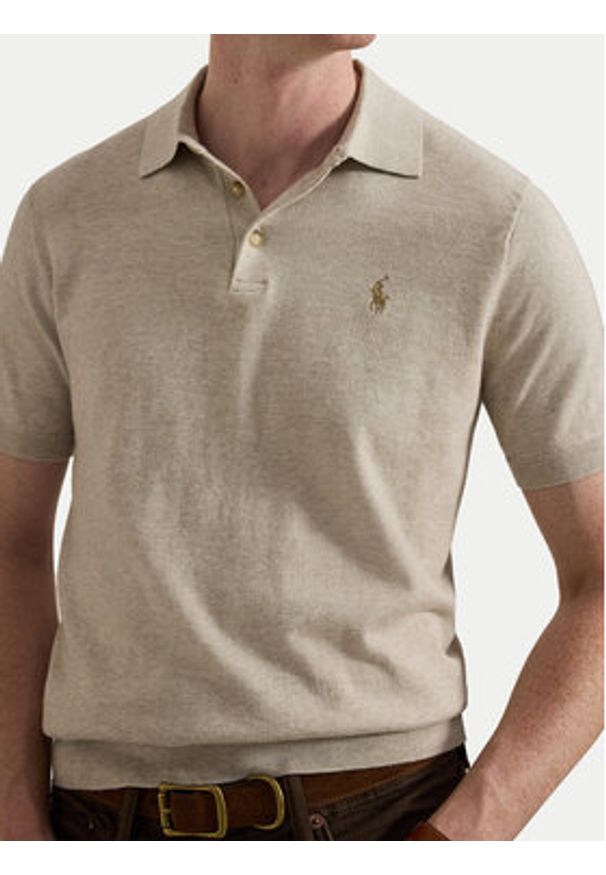 Polo Ralph Lauren Polo 710980682504 Beżowy Regular Fit. Typ kołnierza: polo. Kolor: beżowy. Materiał: bawełna