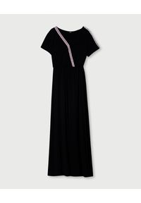 Liu Jo - LIU JO - Czarna sukienka z logowaniem. Kolor: czarny. Materiał: bawełna. Typ sukienki: sportowe. Styl: sportowy. Długość: maxi