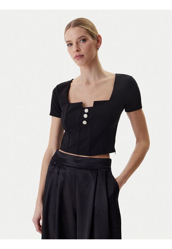 Guess Bluzka W6RP08 KCBO2 Czarny Classic Fit. Kolor: czarny. Materiał: syntetyk