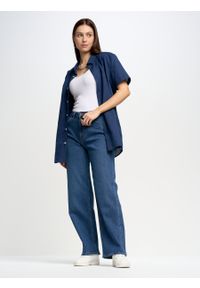 Big-Star - Spodnie jeans damskie wide Meghan 535. Stan: podwyższony. Kolor: niebieski. Styl: elegancki