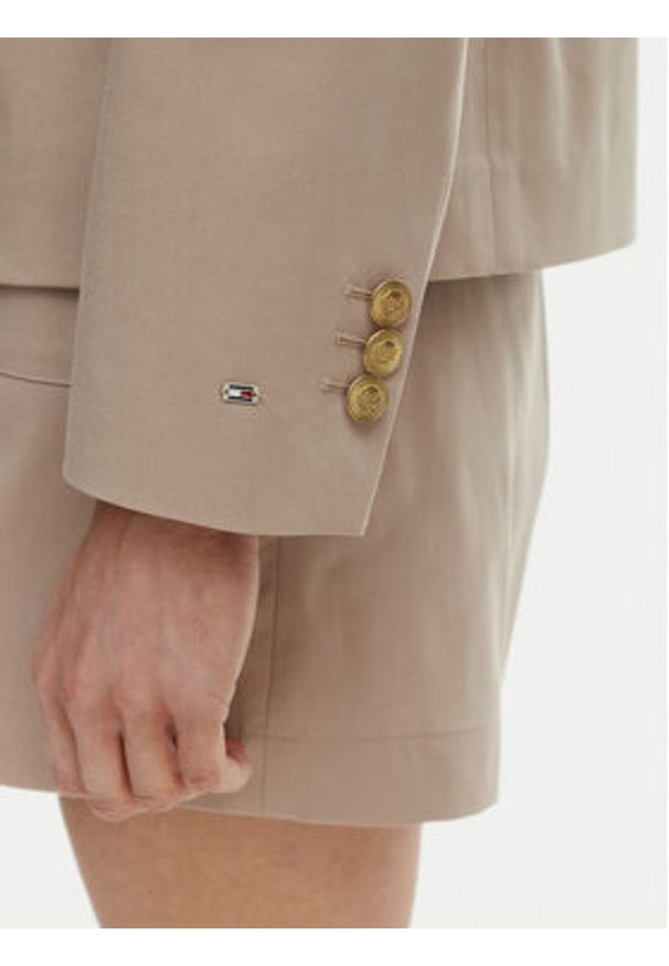 TOMMY HILFIGER - Tommy Hilfiger Marynarka WW0WW47179 Beżowy Slim Fit. Kolor: beżowy. Materiał: bawełna