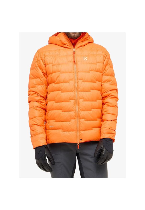 Haglöfs - Kurtka puchowa męska Haglofs ROC Flash Down Hood. Kolor: pomarańczowy. Materiał: puch. Sport: turystyka piesza
