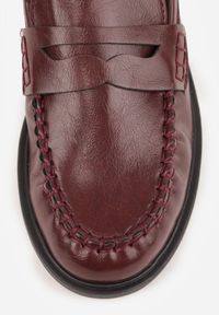 Renee - Bordowe Mokasyny Vices z Marszczeniem i Wkładką ze Skóry Naturalnej Mestia. Okazja: na co dzień. Kolor: czerwony. Materiał: skóra. Styl: casual, elegancki, klasyczny #9