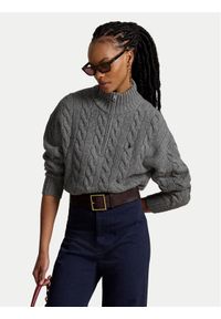 Polo Ralph Lauren Sweter 211972130501 Szary Regular Fit. Typ kołnierza: polo. Kolor: szary. Materiał: wełna #1