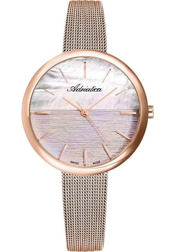 Zegarek Adriatica Zegarek damski Adriatica A3632.911ZQ różowe złoto. Kolor: złoty, wielokolorowy, różowy