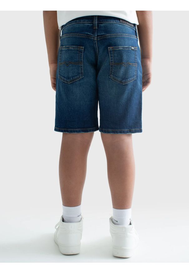Big-Star - Szorty chłopięce jeansowe z przetarciami granatowe Matt 561. Okazja: na uczelnię. Kolor: niebieski. Materiał: jeans. Sezon: lato