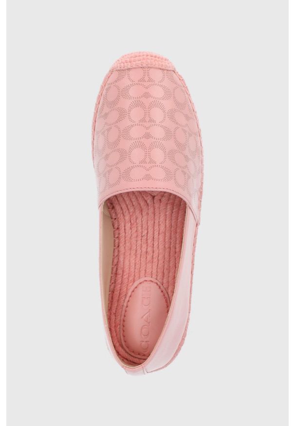 Coach - Espadryle skórzane CARLEY. Nosek buta: okrągły. Kolor: różowy. Materiał: skóra
